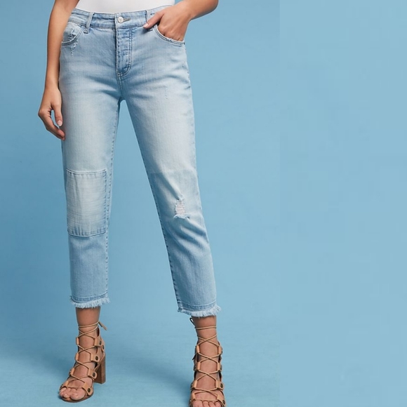 Anthropologie midrise raw hem crop jeans